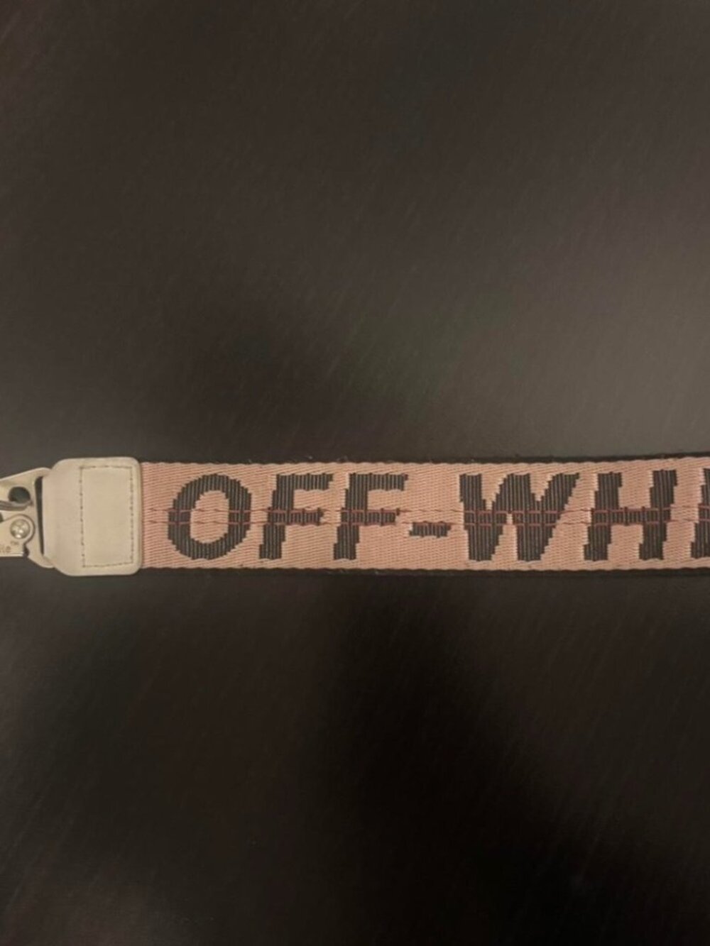 Off-White Industrial Logo Keychain Pink Black Key Holder Lanyard Strap Clip